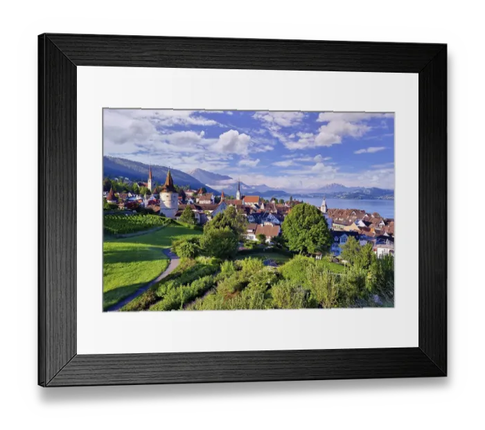 Framed Print : View of Zug's old town and Lake Zug Framed Print : View of Zug's old town and Lake Zug