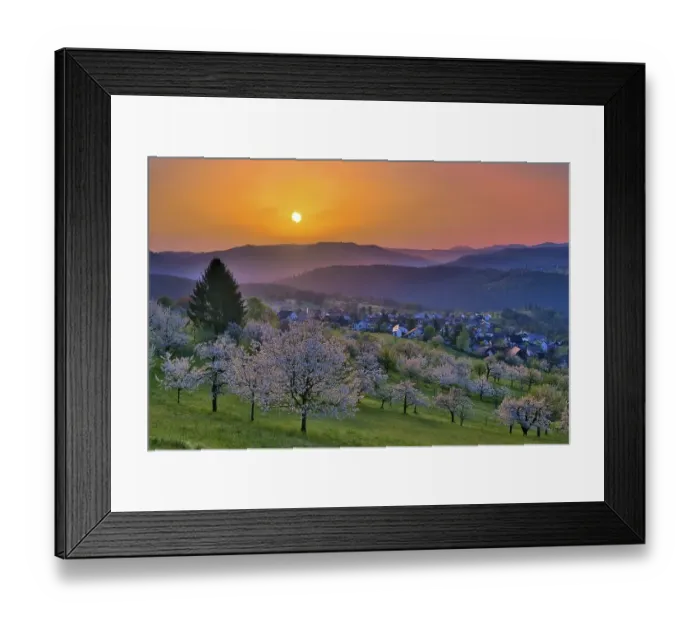 Framed Print : View of the village of Nuglar at sunrise