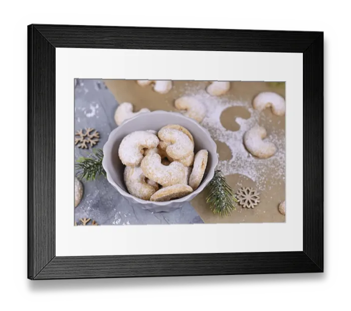 Framed Print : Seasonal crescent shaped christmas cookies called Vanillekipferl