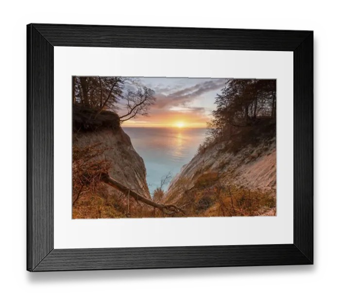 Framed Print : Sunrise at the chalk cliffs Moens Klint