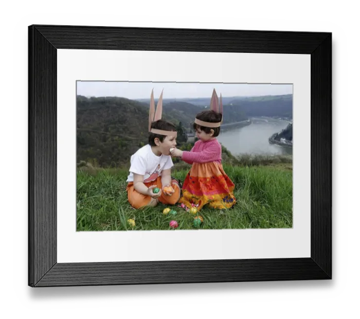 Framed Print : Children looking for Easter eggs at the Rhine River above the Loreley rocks Framed Print : Children looking for Easter eggs at the Rhine River above the Loreley rocks