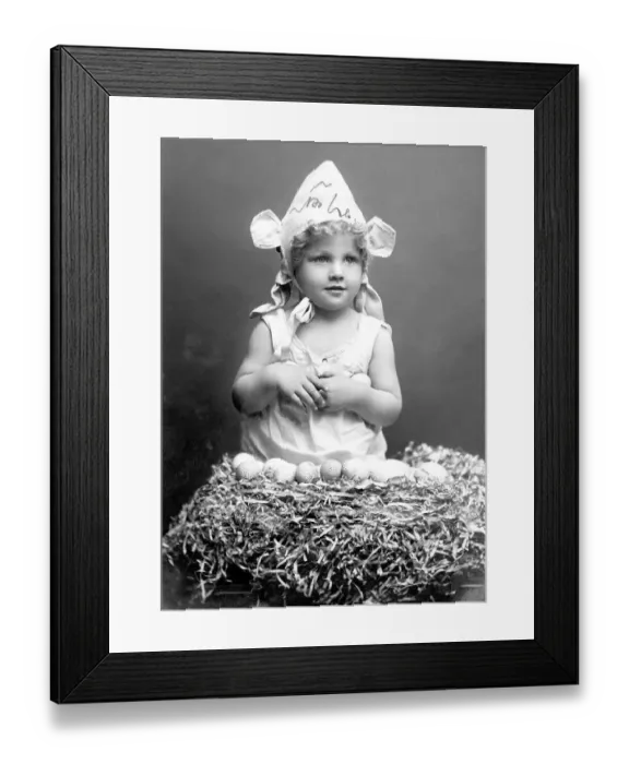 Framed Print : Historic photograph, Easter, girl