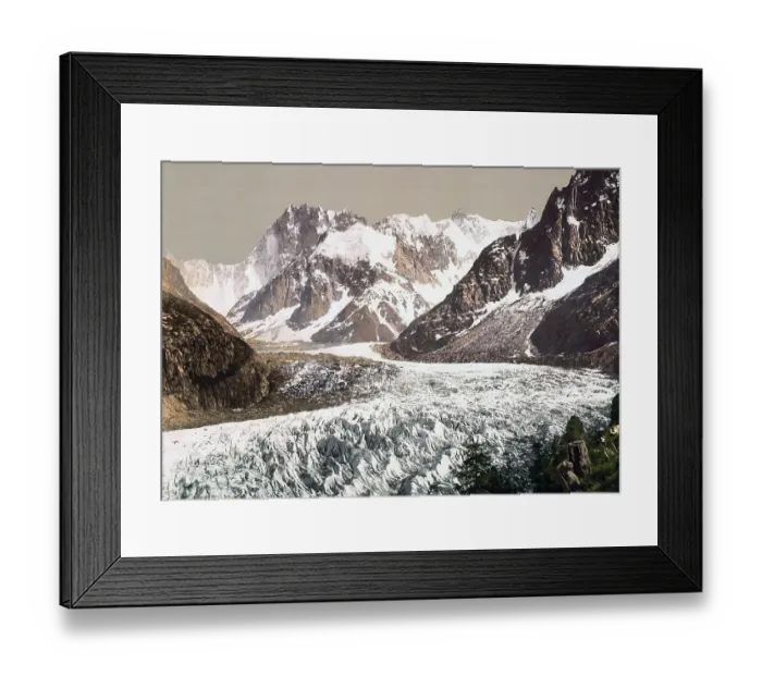 Framed Print : Glaciers, The Mer de Glace, Aiguille du Geant and Les Grandes Jorasses