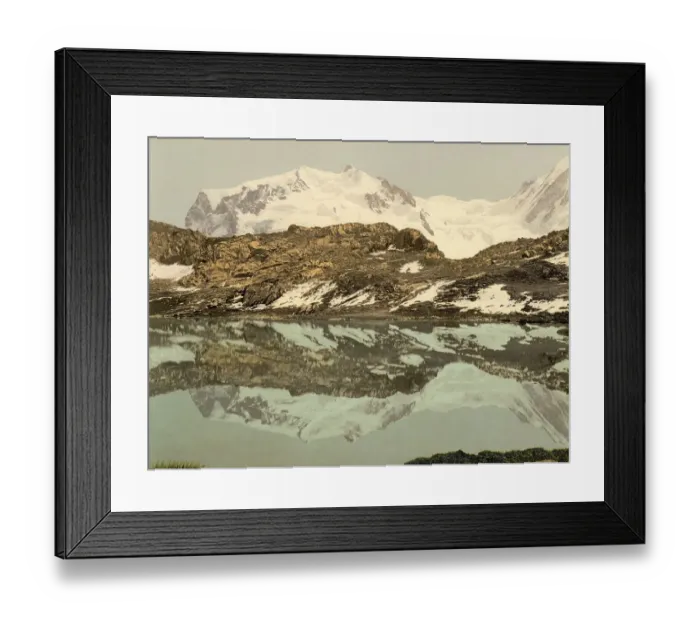 Framed Print : Riffelsee, mountain lake above Zermatt and Monte Rosa
