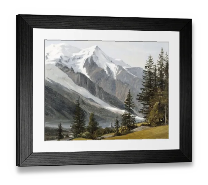 Framed Print : View of Mont Blanc from Chamonix, c