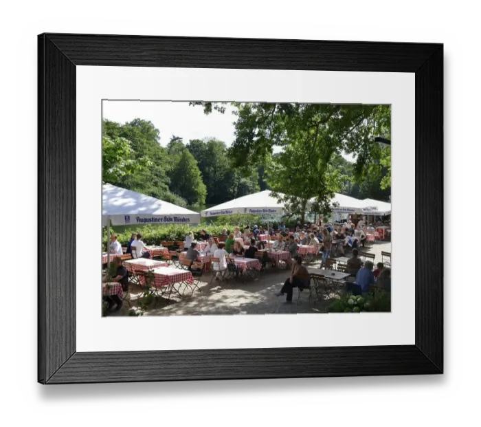 Framed Print : Beer garden, fisherman's hut