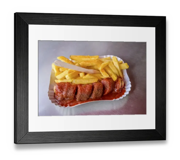 Framed Print : Currywurst with fries, Curry 36 Framed Print : Currywurst with fries, Curry 36
