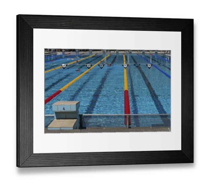 Framed Print : Olympiapark Berlin, swimming pool with training lanes and starting blocks