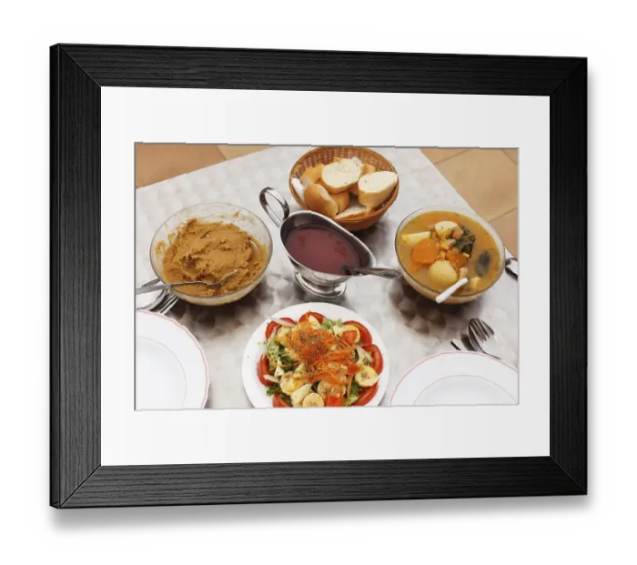 Framed Print : Vegetarian menu with traditional Canarian food Gofio Framed Print : Vegetarian menu with traditional Canarian food Gofio