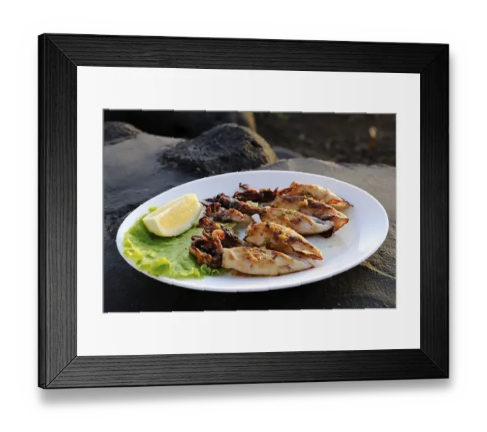 Framed Print : Grilled calamari, La Palma, Canary Islands Framed Print : Grilled calamari, La Palma, Canary Islands