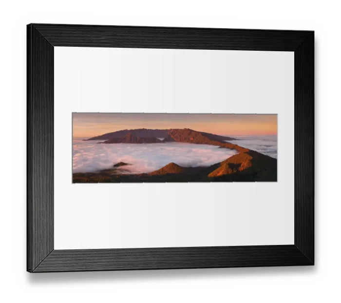 Framed Print : Cumbre Nueva and Cumbre Vieja mountains at sunset above clouds