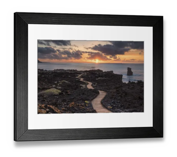 Framed Print : Path through black lava field to viewpoint Framed Print : Path through black lava field to viewpoint