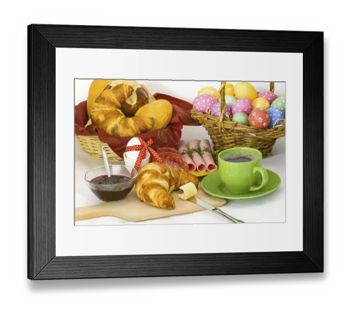 Framed Print : Colourful Easter breakfast with Easter eggs