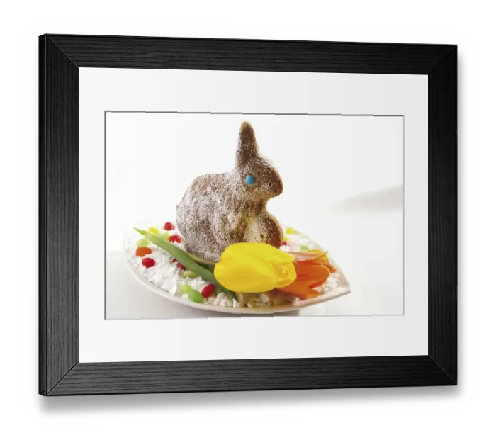 Framed Print : Easter bunny made of dough, sprinkled with icing sugar Framed Print : Easter bunny made of dough, sprinkled with icing sugar