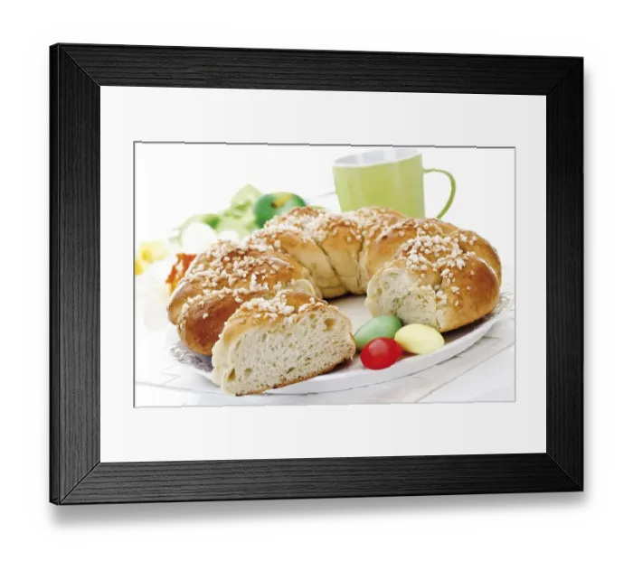 Framed Print : Easter table setting with Hefekranz, German pastry