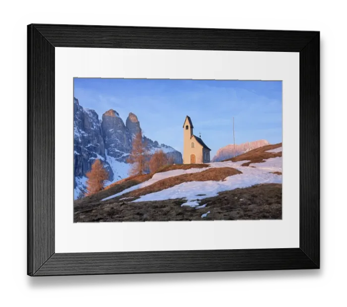 Framed Print : Chapel St. Moritz at Passo Gardena pass or Groednerjoch Framed Print : Chapel St. Moritz at Passo Gardena pass or Groednerjoch