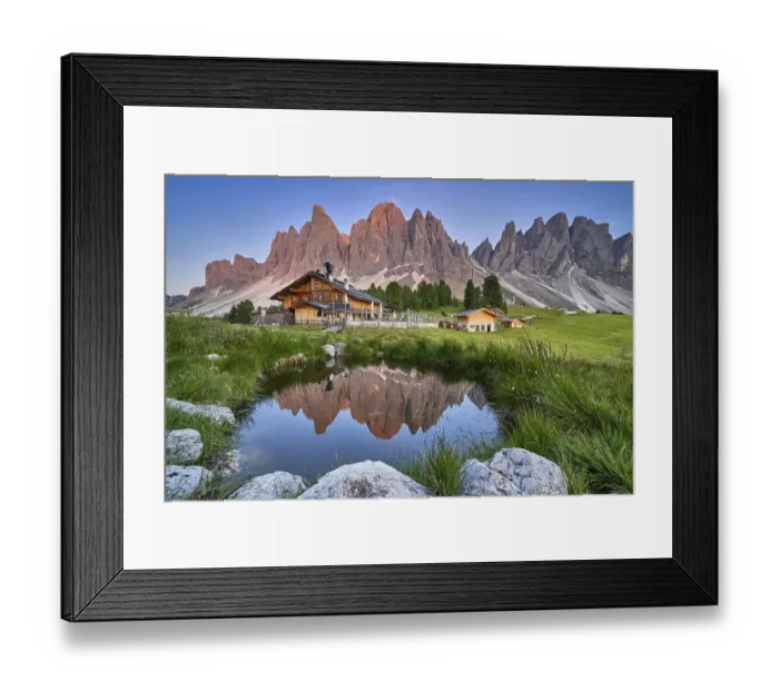 Framed Print : Geisleralm with Geisler group and alpenglow
