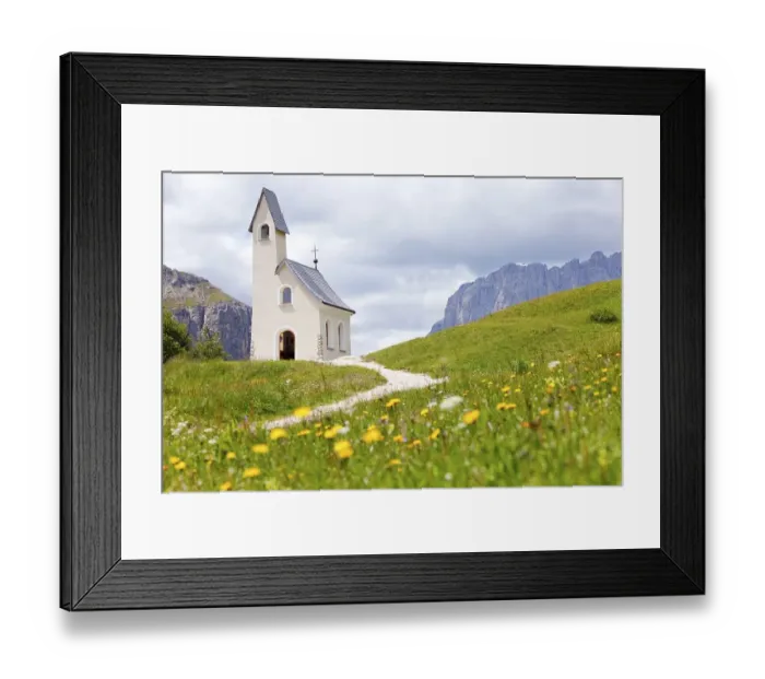 Framed Print : Chapel on the Gardena Pass, Dolomites Framed Print : Chapel on the Gardena Pass, Dolomites