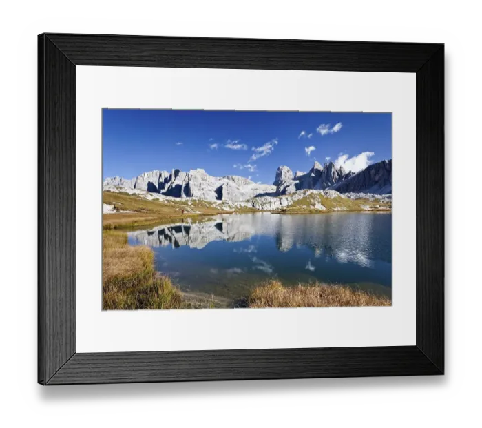 Framed Print : Boedenseen Lakes, with Zwoelferkofel Mountain at the rear