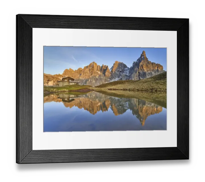 Framed Print : Laghetto Baita Segantini at sunset Framed Print : Laghetto Baita Segantini at sunset