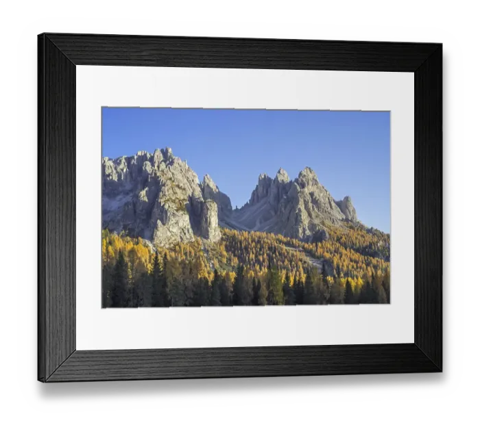 Framed Print : North face of the mountain Cadini di Misurina in autumn