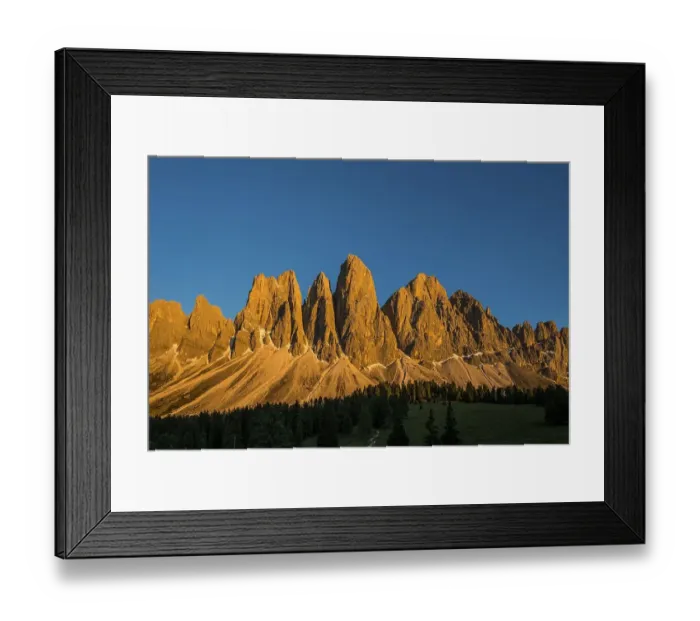 Framed Print : Sunset, glowing Geisler peaks, Villnoesstal Framed Print : Sunset, glowing Geisler peaks, Villnoesstal