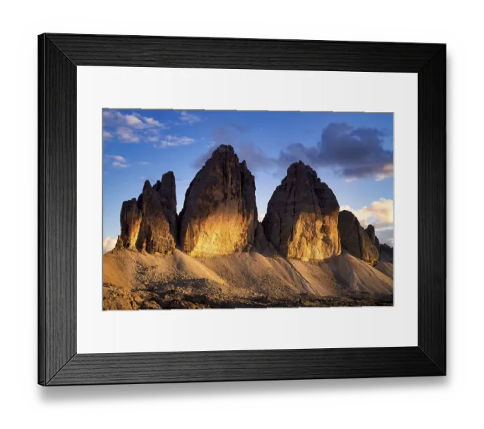 Framed Print : Three Peaks, north faces, in the evening light