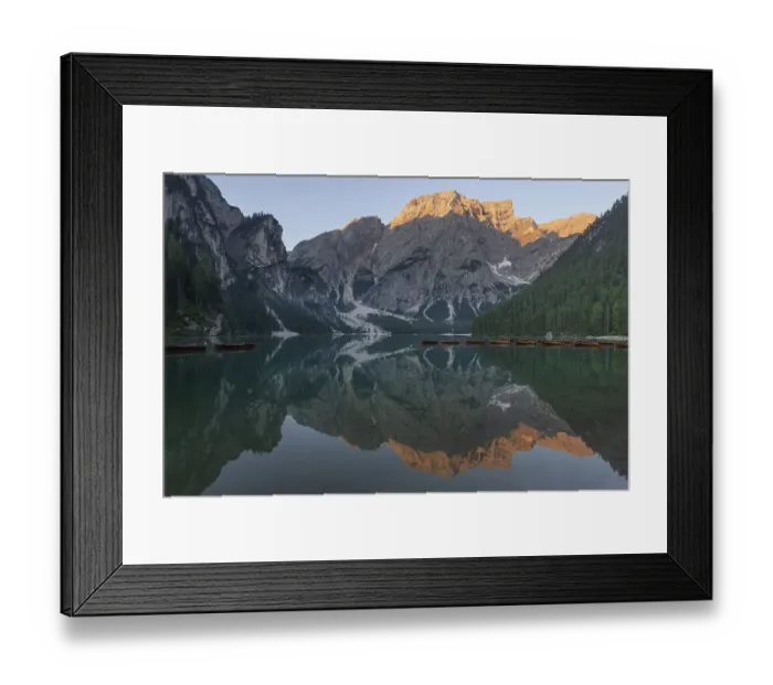 Framed Print : Lake Braies at sunrise, Lake Braies