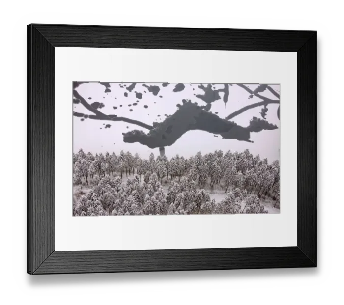 Framed Print : Aerial view, snow, storage lake Framed Print : Aerial view, snow, storage lake