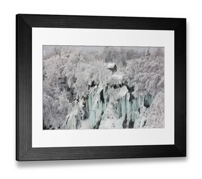Framed Print : Frozen Waterfall, Plitvice Lakes National Park