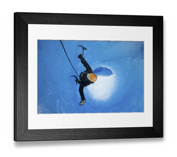 Framed Print : Ice climbing in an ice cave or glacier cave