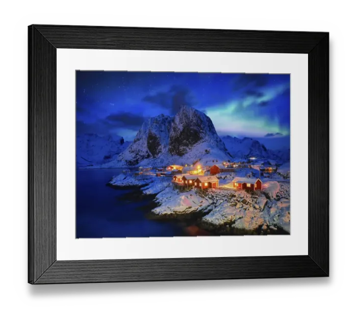 Framed Print : Famous tourist attraction Hamnoy fishing village on Lofoten Islands