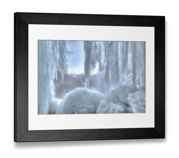 Framed Print : Icicles at the waterfall, permafrost with icy landscape Framed Print : Icicles at the waterfall, permafrost with icy landscape