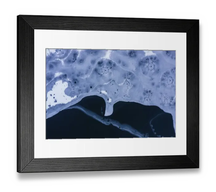 Framed Print : Drone view. Abstract forms created on surface of freezing lake Framed Print : Drone view. Abstract forms created on surface of freezing lake
