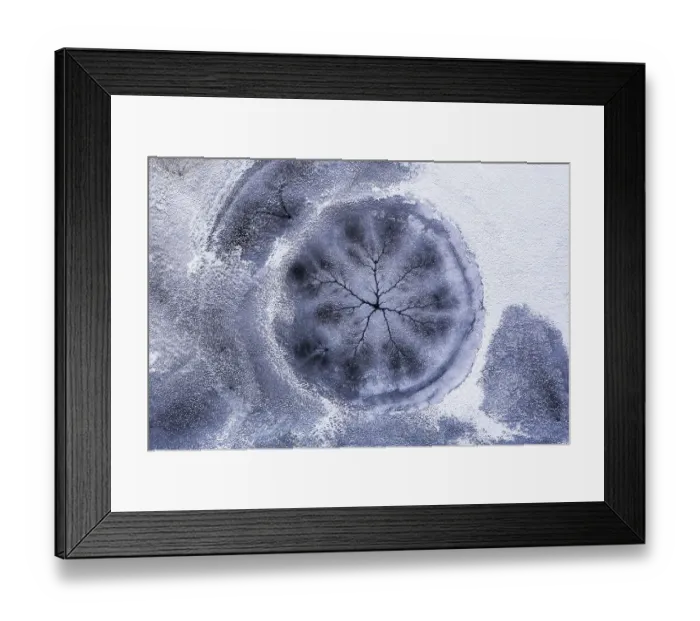 Framed Print : Drone view. Abstract forms created on surface of freezing lake