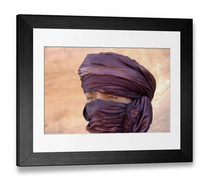 Framed Print : Portrait Tuareg wrapped in a turban Acacus Libya Framed Print : Portrait Tuareg wrapped in a turban Acacus Libya
