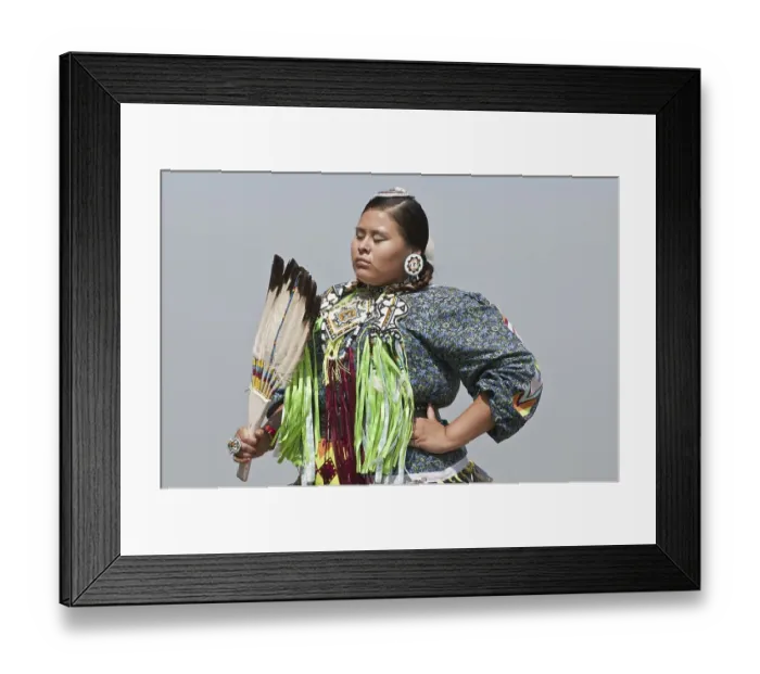 Framed Print : Female dancer in jingle dance regalia
