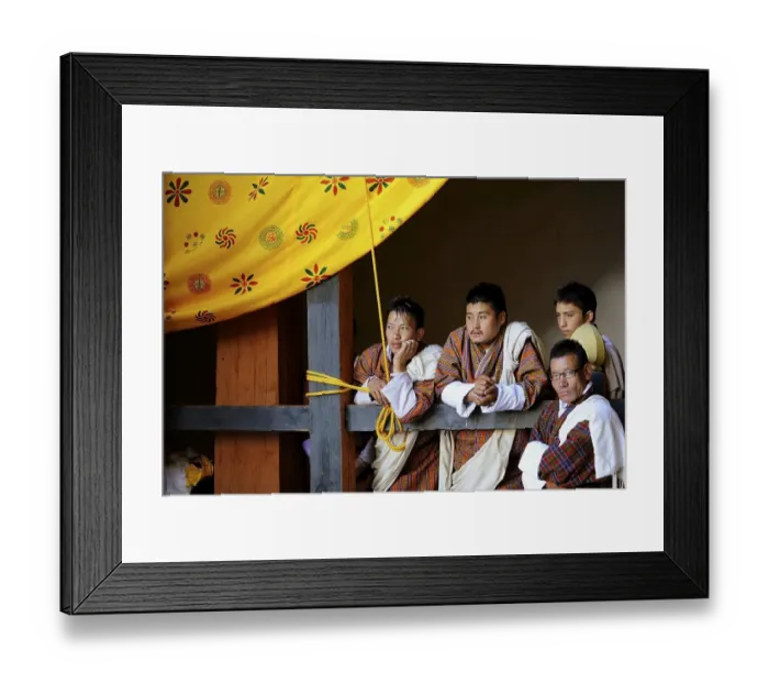 Framed Print : Spectators at a monastery festival in Jakar Dzong fortress Framed Print : Spectators at a monastery festival in Jakar Dzong fortress