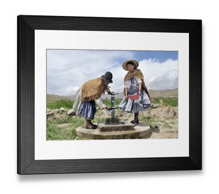 Framed Print : Women doing dishes at the well Framed Print : Women doing dishes at the well