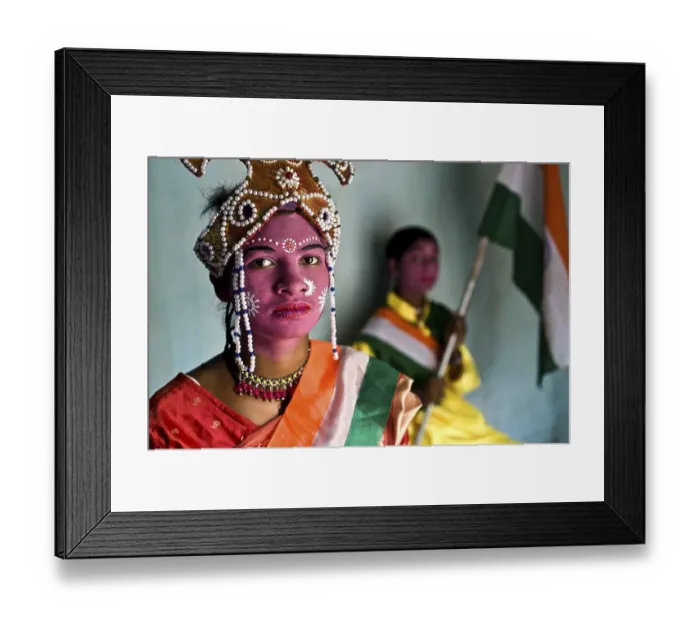 Framed Print : Kharsawan Chhau dancer playing the role of Bharat mata