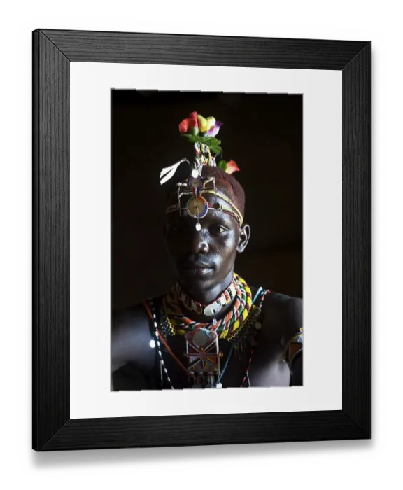 Framed Print : Portrait of a young man from the Njemps tribe Kenya
