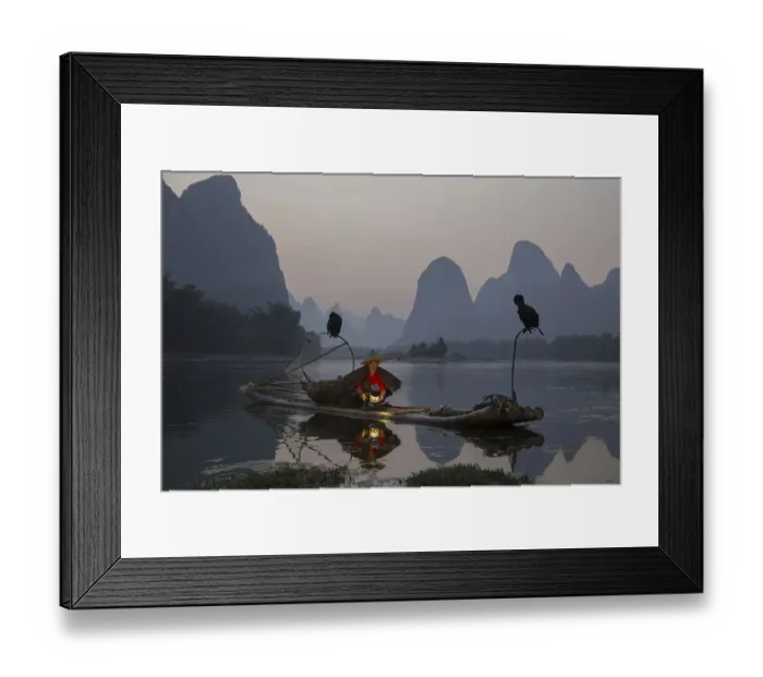 Framed Print : Traditional fisherman with trained cormorants Framed Print : Traditional fisherman with trained cormorants