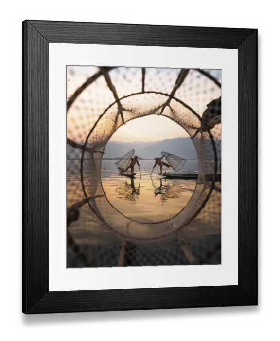 Framed Print : Two traditional fishermen pose on their small boats Framed Print : Two traditional fishermen pose on their small boats