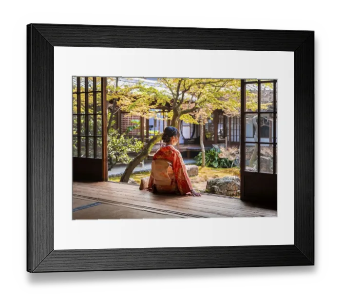 Framed Print : Japanese woman dressed with kimono