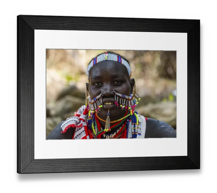 Framed Print : Traditional dressed young girl from the Laarim tribe Framed Print : Traditional dressed young girl from the Laarim tribe