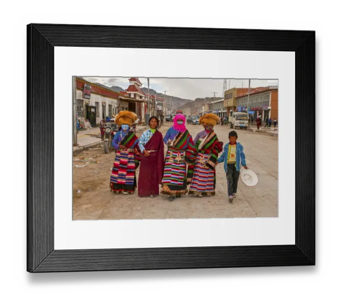 Framed Print : Traditional dressed women in the town of Tsochen Framed Print : Traditional dressed women in the town of Tsochen