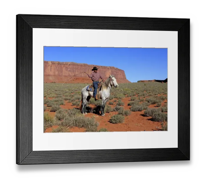 Framed Print : Navajo cowboy, Mustang, Monument Valley Framed Print : Navajo cowboy, Mustang, Monument Valley