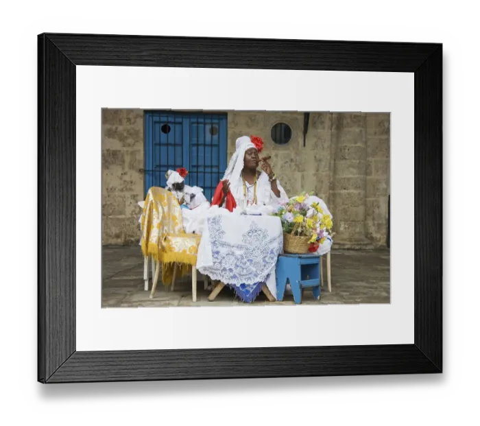Framed Print : Fortune teller posing with a cigar