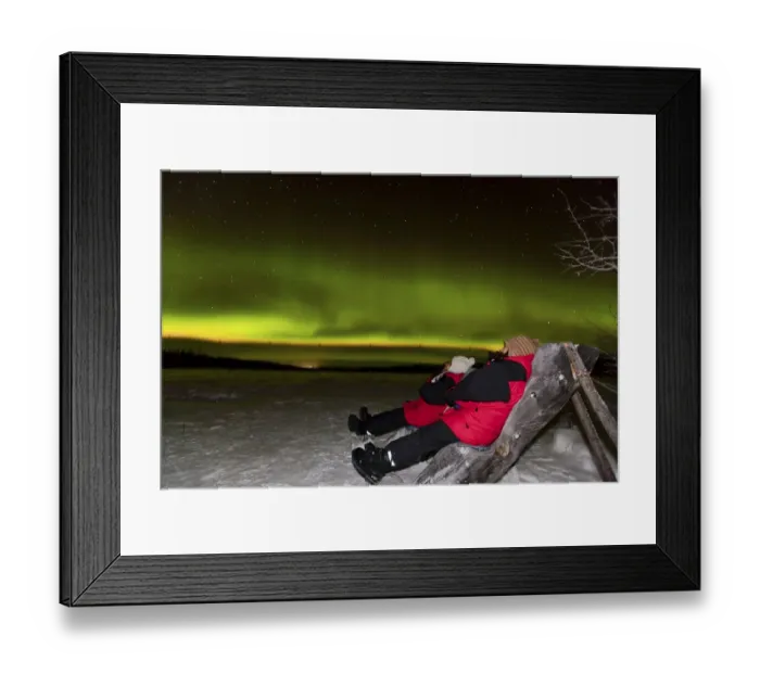 Framed Print : Two people sitting in a wooden chair