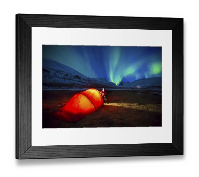 Framed Print : Northern Lights (Aurora borealis) over a tent in winter Framed Print : Northern Lights (Aurora borealis) over a tent in winter